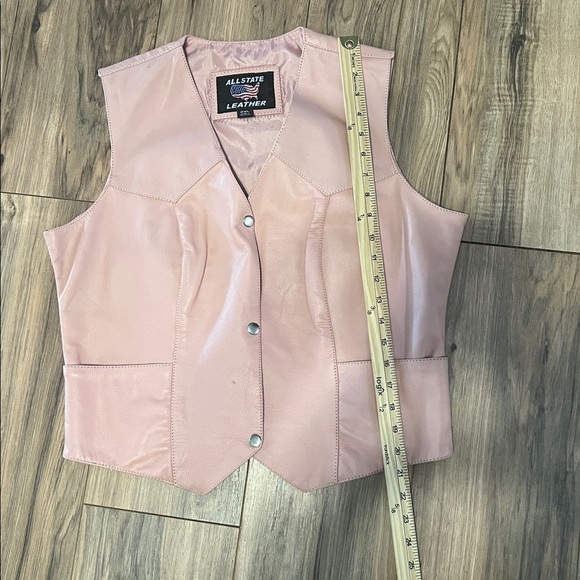 Allstate Vintage Pink Genuine Leather Vest Gypsy Renaissance Boho Western 2XL - Picture 3 of 10